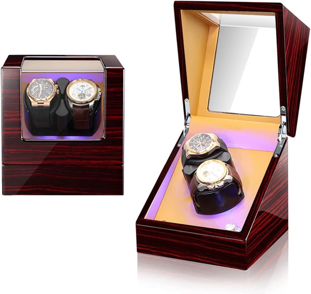 Watch Winder Display Box High End Double Watch Winder with Quiet Japanese Motor Watch Winder Display Box with Memory Latex Watch Pillow Piano Paint Exterior Fit Lady and Man Automatic Watches