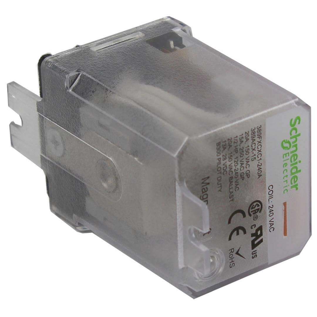 389FXCXC-24D, Electromechanical Relay 24VDC 400Ohm 13ADC/20AAC DPDT (35.72x38.89) mm Socket Power Relay