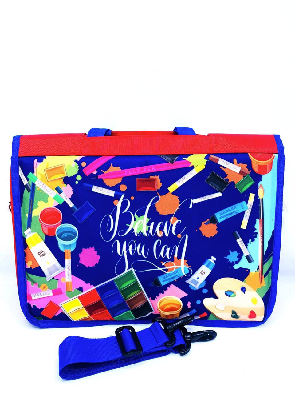 Echoboomers Art Design Printed Sling crossbody Handbag for Activity, Drawing, Tuition Picnic, For Girls Kids with 3 Compartments, Detachable Strap (Pink)-image-45