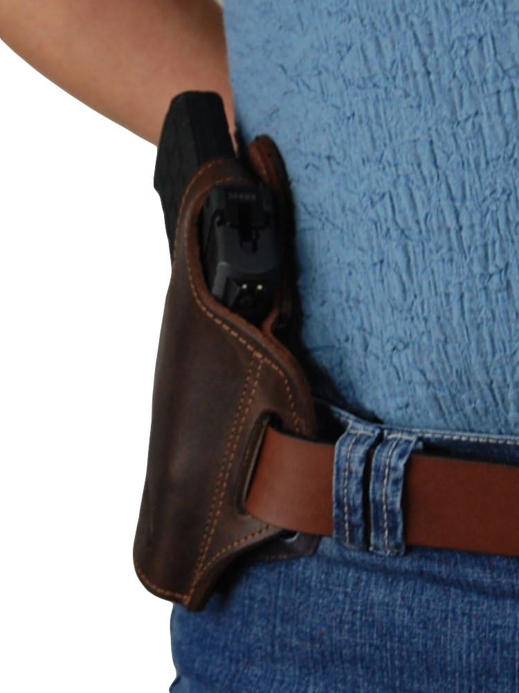 New Barsony Brown Leather Pancake Holster for 380 and Small 9mm 40 45