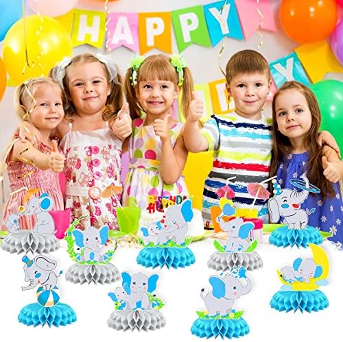 Baby Shower Decorations Boy Blue Elephant Honeycomb Centerpieces It's A Baby Boy 3D Table Decorations Blue Elephant Theme Baby Shower Birthday Party Supplies Baby Shower Favors Photo Booth Props