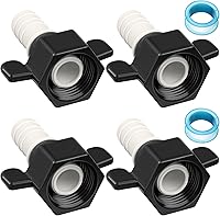 Vista 7 de Dreyoo 1/2 Pulgada x 14 NPT Codo de estría y adaptador giratorio recto para bomba de agua de autocaravana con cinta de sello roscado, rosca hembra