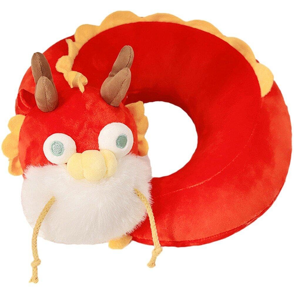 Sanfly Red Plush Dragon Neck Pillow Anime Neck Pillow Cute Animal Travel Neck Pillow Neck Head Support U Shaped Pillow For Airplane Car Home Office
