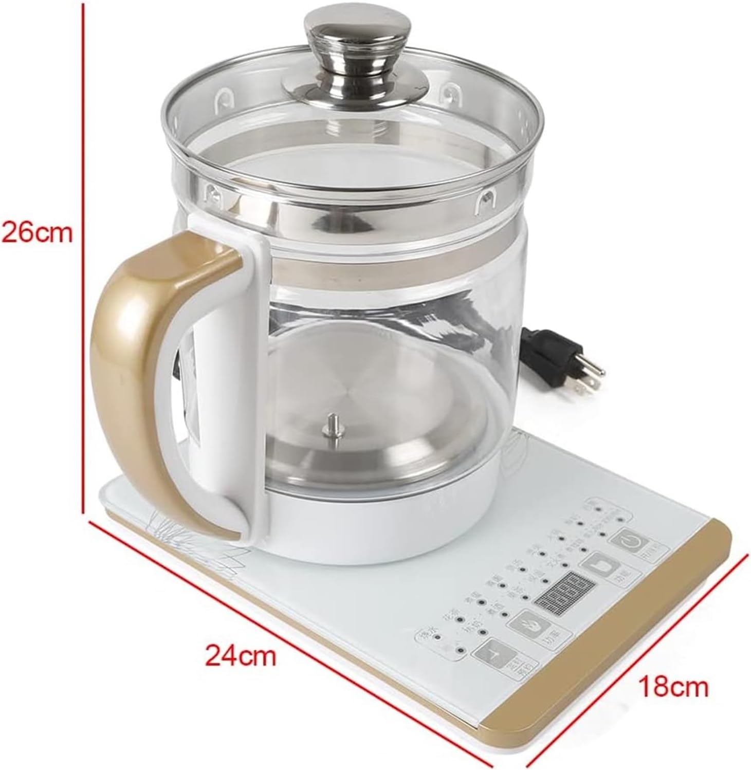 coffee percolator Electric Kettles Health Pot Automatic Thickening Glass Multi-function Kettle,18 cooking options,Smart touch screen,Gift steamed egg rack,for brewing coffee, boiling porridge,teaming