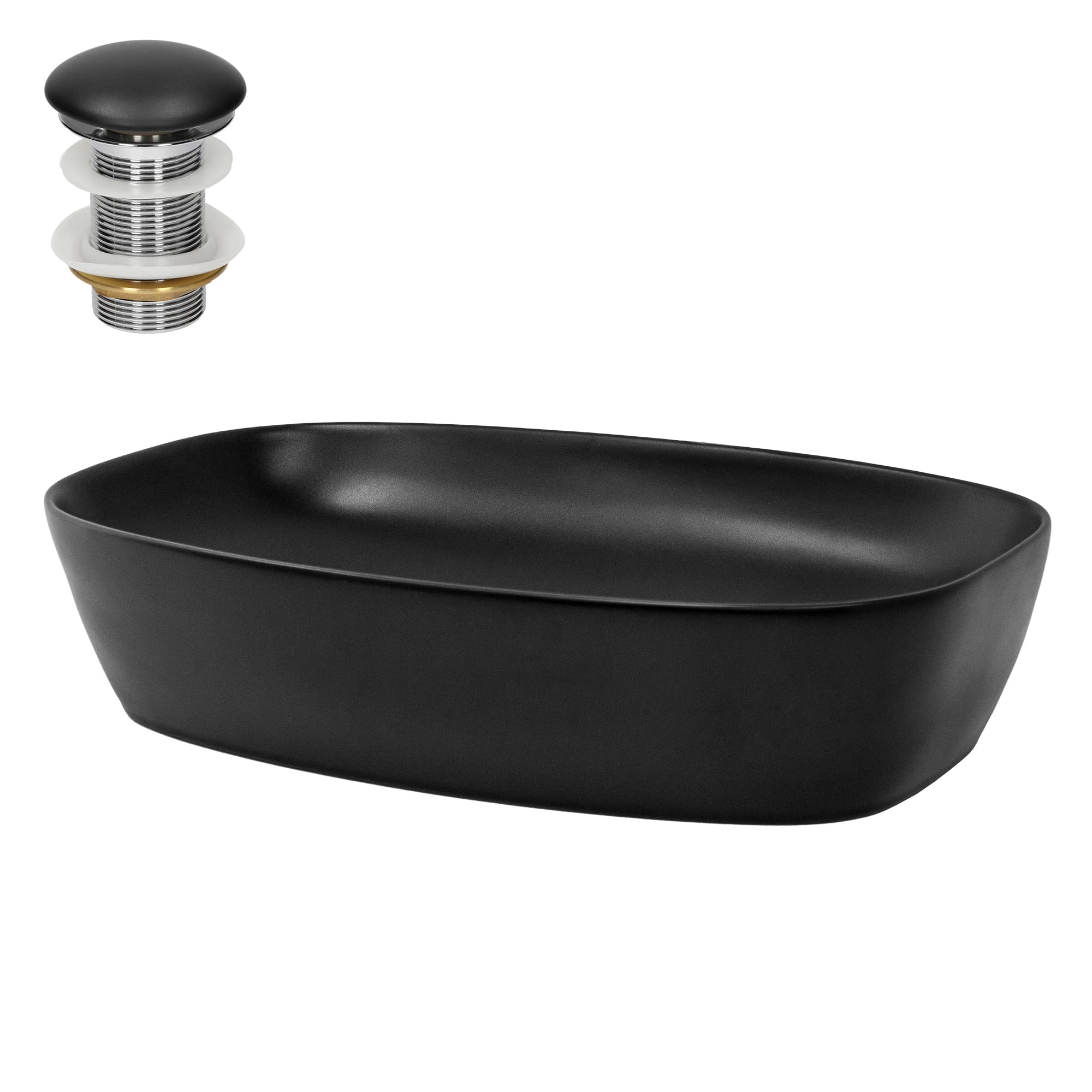ML-Design Lavabo de Cerámica Negro Mate Redondo Ø 280 x 150 mm Con Agujero De Desagüe Lavamanos Moderno De Encimera Sobremesa De Superficie Pila Para Baño Aseo Fregadero Diseño Minimalista — view 30