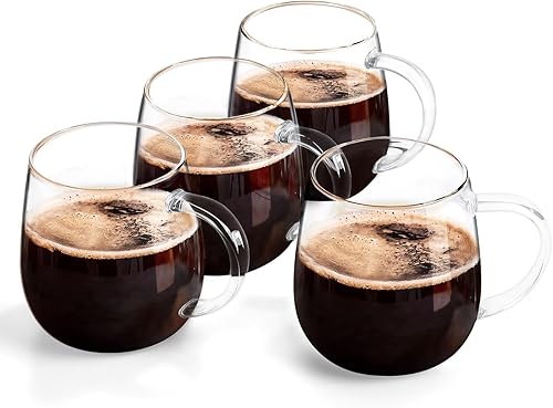Miniatura 8 de Taza de vidrio transparente con asa, asa transparente16 onzas, taza de vidrio de borosilicato alto para tazas de café de vidrio grandes con asa,