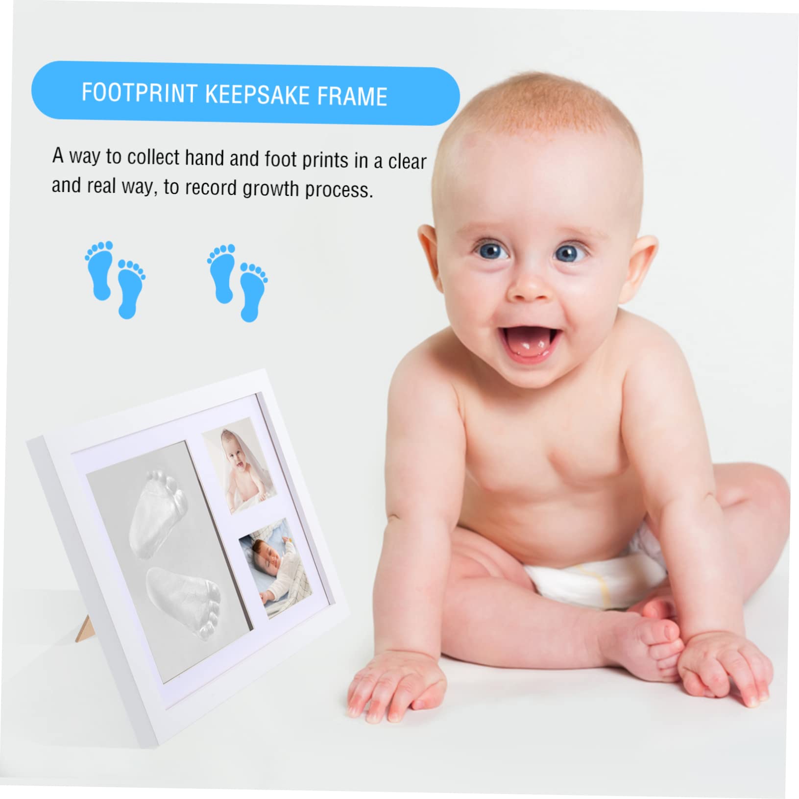 BESTonZON 1 Set cornice per foto con impronta di e piedi telaio dell'impronta del neonato cornice per foto con impronta per bambini bambino stampa cornice per foto cornici per neonati