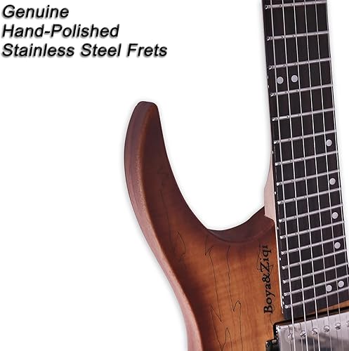 Miniatura 6 de Boya&Ziqi Guitarra eléctrica sin cabeza LIZARD-6, FRETES VENTILADOS, puente ajustable independientemente, control de bobina dividida, cuello de arce
