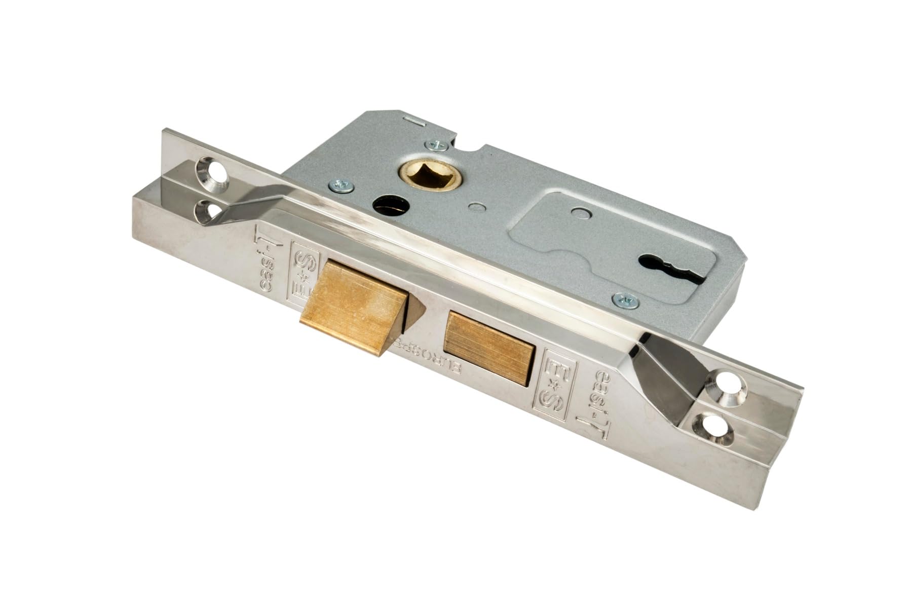 Kooples Hardware Easi-T Residential 2 Lever Sashlock Rebated – Internal Door Mortice Lock with Rebate Kit – Ideal for Double Wooden Doors (Nickel Plate, 64mm) — image 1