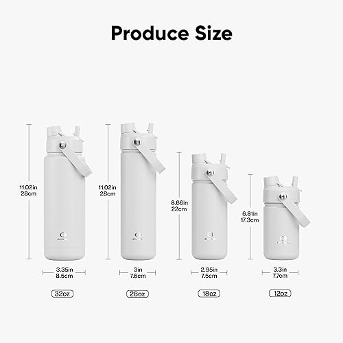 Miniatura 840 de ENCOOL Botella de agua aislada con popote, de acero inoxidable, a prueba de fugas, sin BPA, al vacío de doble pared que se mantiene fría durante 24