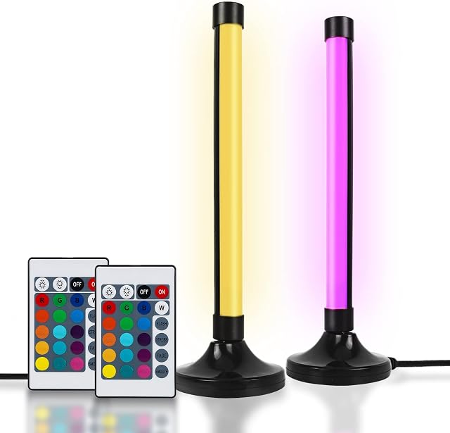Semlos RGB LED Lights for Bedroom 20CM 2 Pieces, Colour Changing Led Strip Lights with Remote, TV Backlight USB Base, Home Decor Accessories for Wall, Ceiling, Room, Home Decoration