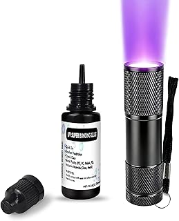 EDSRDXS 10ml UV Welding Resin Bonding Glue Kit with 3W UV Light | Bonds glass, metal & plastics. Clear weld for home repairs. Thin tube for precise drops.