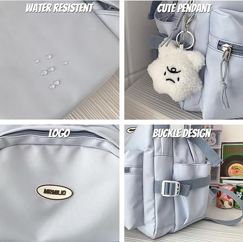 Miniatura 7 de Mochila Kawaii con bonitos accesorios estéticos para laptop de 15.6 pulgadas con colgante, Negro -, Mochila para laptop