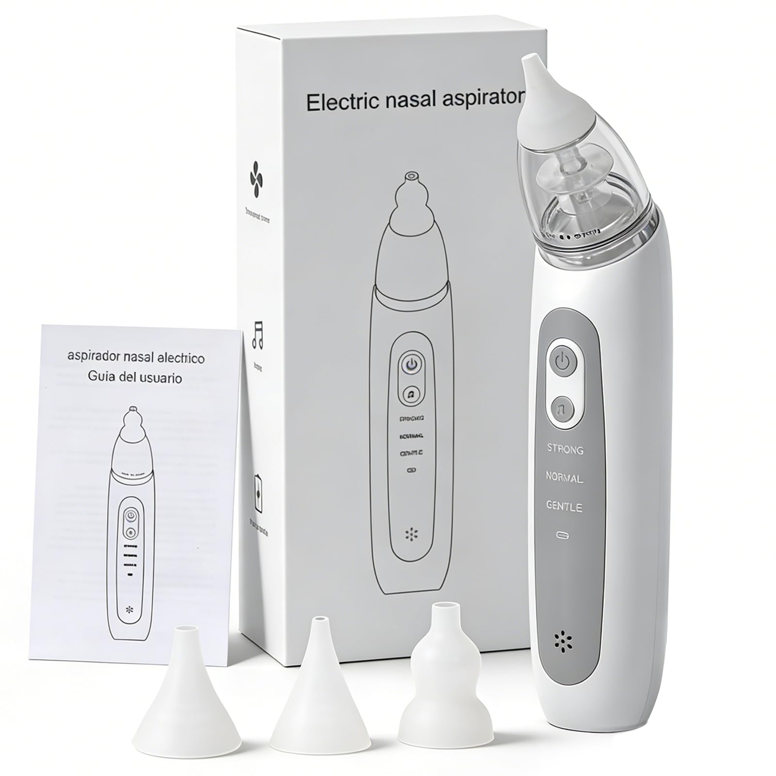 Aspirateur Nasal Bébé 3 embouts Silicone 3 Niveaux Aspiration USB Musique