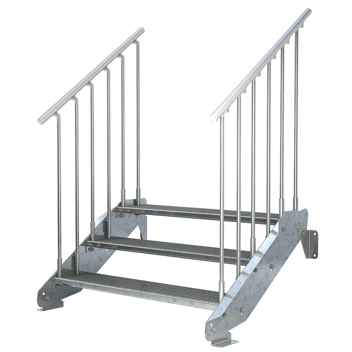 3 Stufen Standtreppe Schwarz - Stabile Außentreppe 80cm Breit