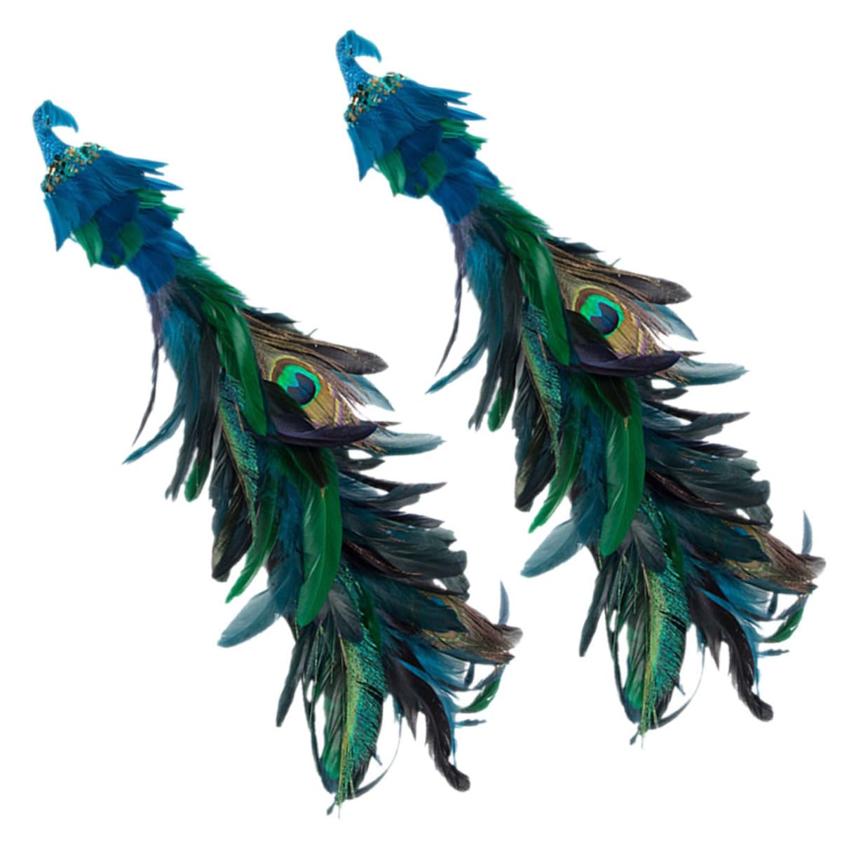 2stücke Pfau Deko Simulation Vogel Clip Für Weihnachtsbaum Kunstschaumdekor Mit Glitzer-Akzenten Vogeldekorationen Für Kranz Und Girlande Weihnachtsclip Für Baumdeko