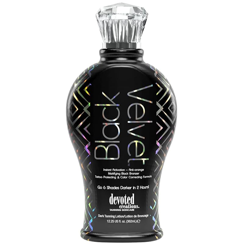 Loção bronzeadora Black Velvet Devoted Creations com bronzer preto e fragrância Orchid Noir, 363 g