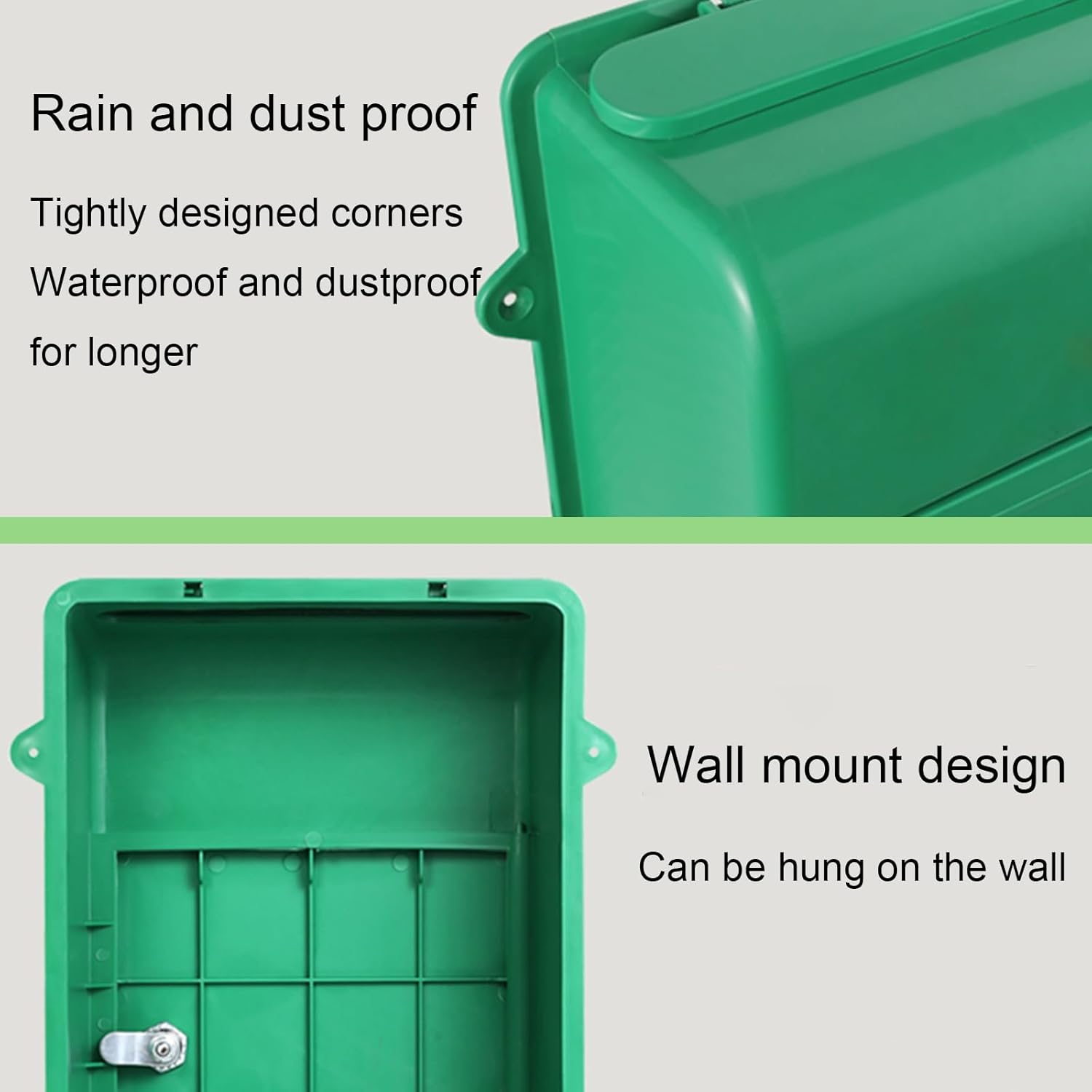 Mailbox, Plastic Mailbox for Outside Porch, Easy to Install Wall Mount, Lightweight, Heavy Duty, Medium Capacity, Wall-mounted Mailboxes for Your Home(Green)