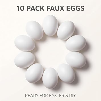 10 Pcs Simulation Egg White Plastic Fake Eggs DIY Crafts Easter Ornaments Painting and Realistic Egg Crafts for Party Home Kitchen Decor