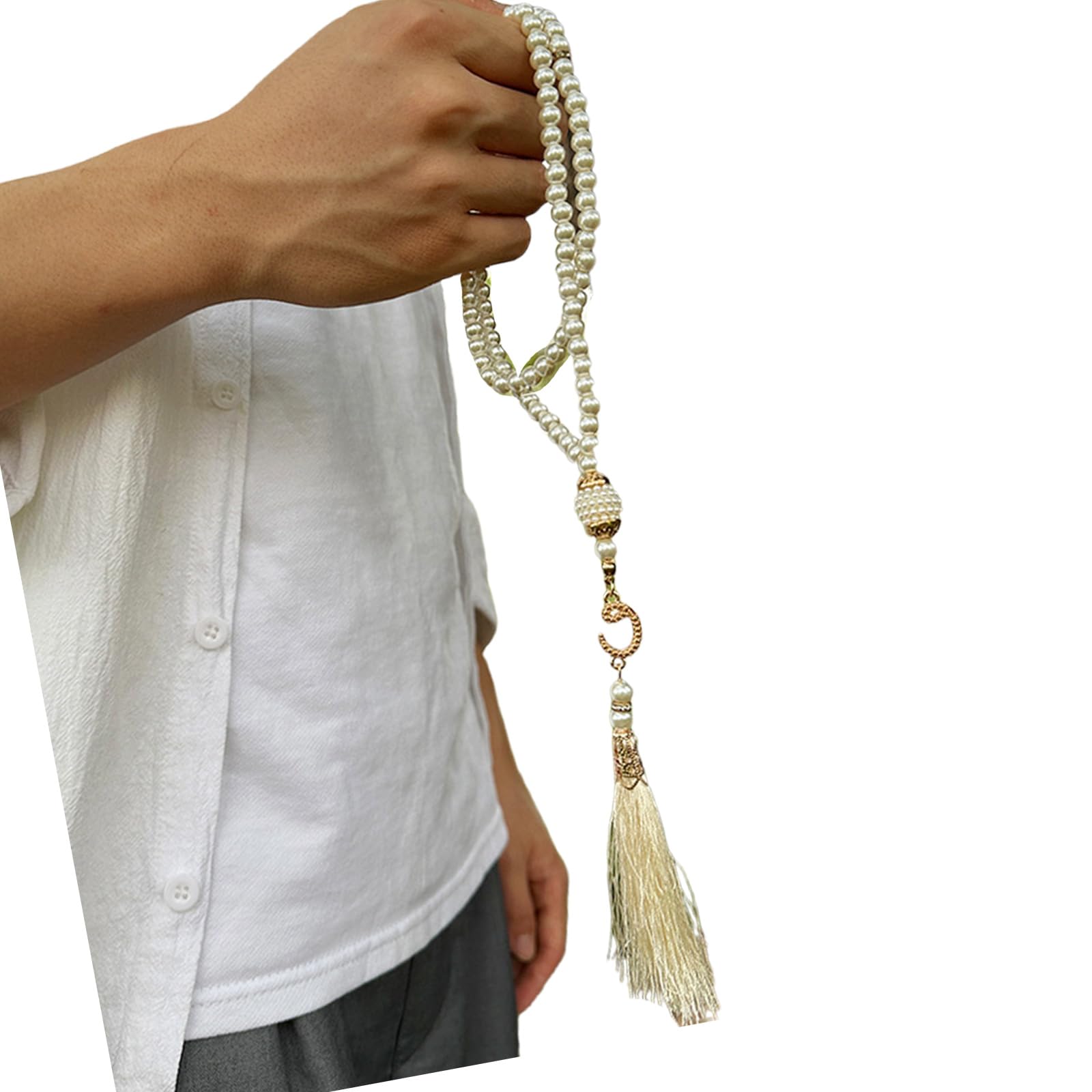 CAZSTYK Misbaha Artificial Pearls Prayer Beads 99 Beads for Spiritual Reflection and Cultural Event Gift Giving Supply Islams Prayer Tasbih