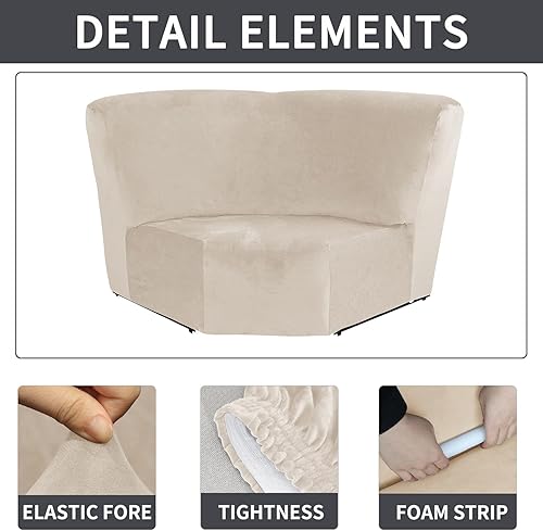 Miniatura 4 de TOPCHANCES Funda de sofá esquinero de 1 pieza, funda de asiento de esquina adicional, funda de sofá reclinable seccional, funda de terciopelo