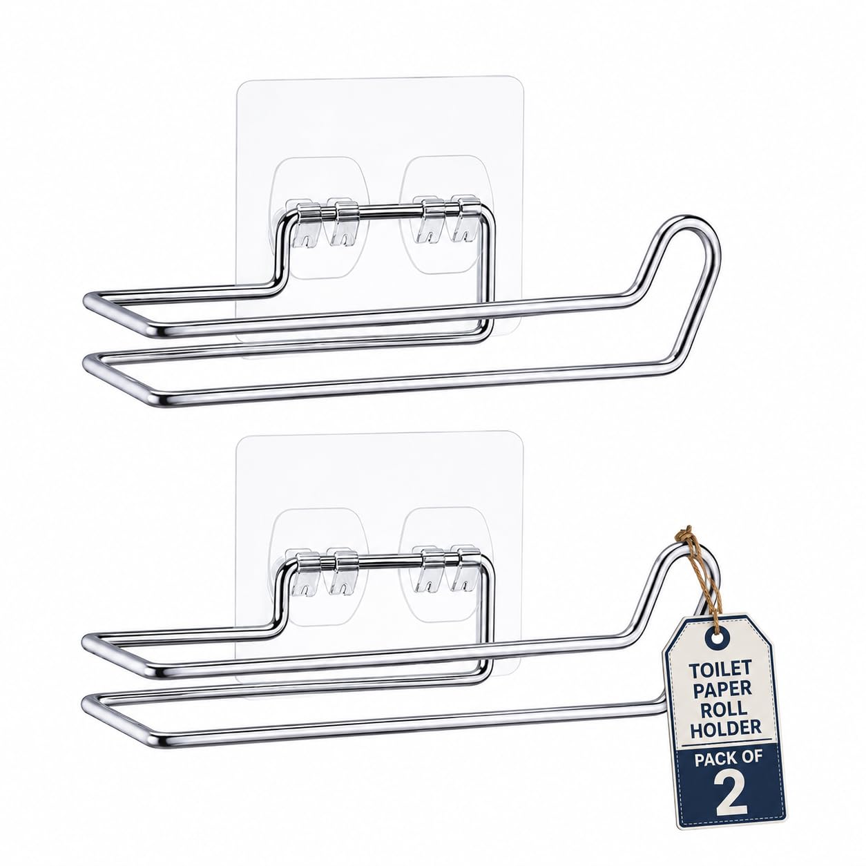 Toilet Roll Holder for Bathroom Toilet Tissue Rolls Holder Self Adhesive Toilet Paper Roll Holder Bathroom Tissue Holder Toilet Roll Stand Toilet Tissue Holder(Pack of 2)-image-24
