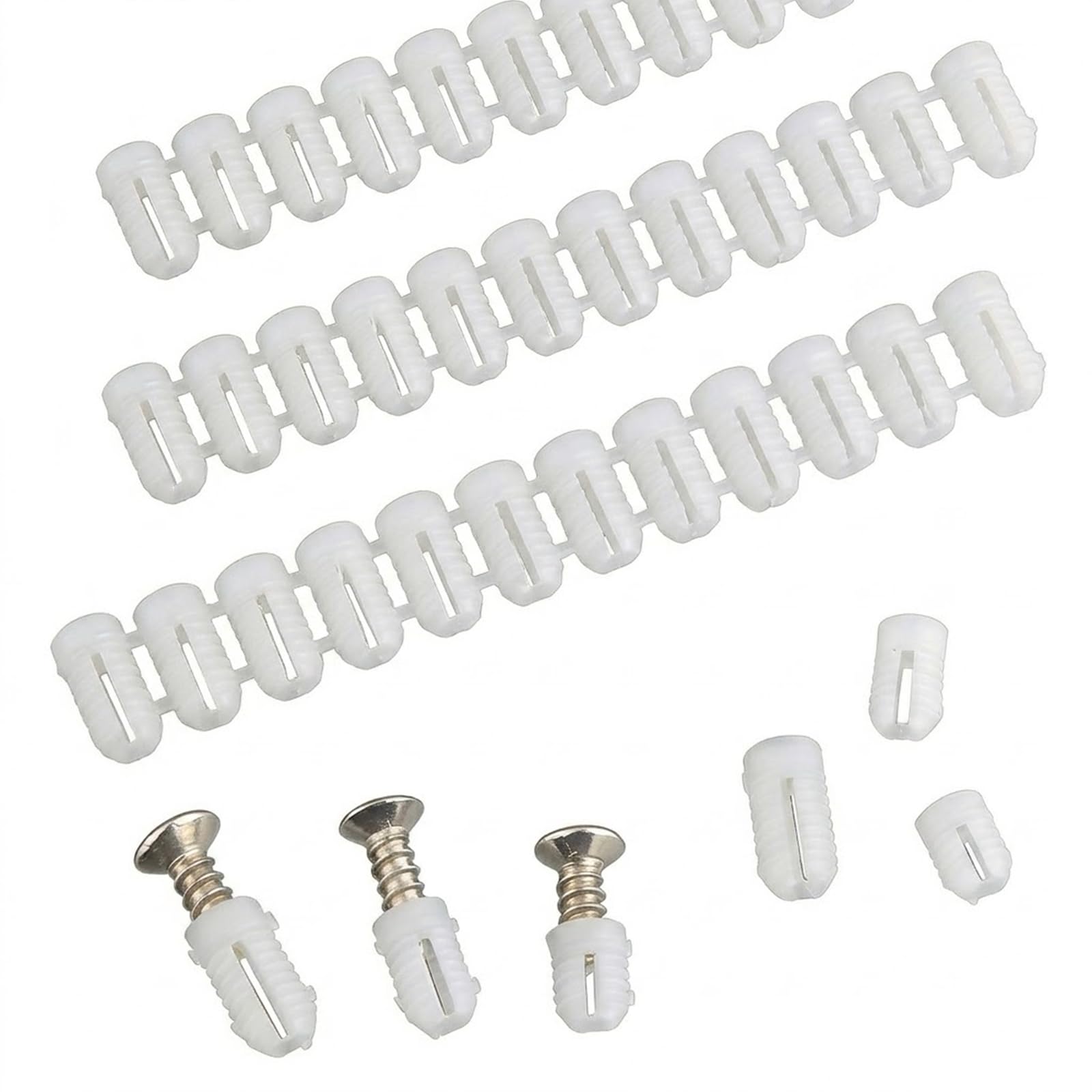 Horyue White 300 Pcs Hinge Expansion Dowels, Nylon Cabinet Repair Inserts For Furniture Door Hinges, 4X8mm 4X10mm 4X12mm Fastener Dowel Screws Hole Fixer For Woodworking And Wardrobe Repairs
