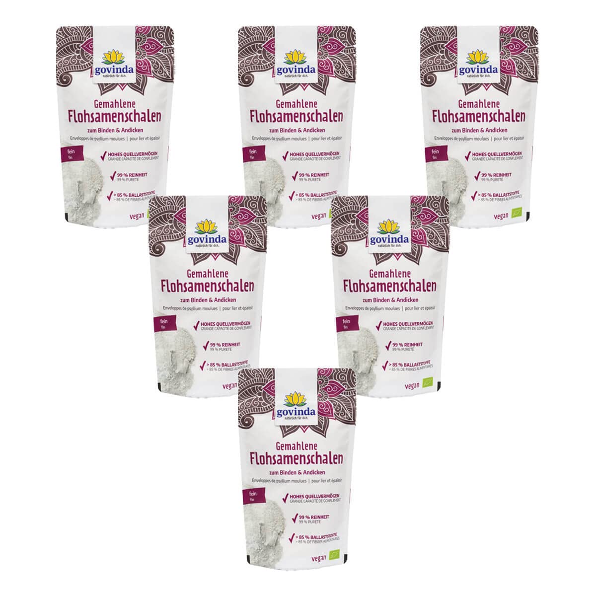 Govinda - Gemahlene Flohsamenschalen bio - 170 g - 6er Pack