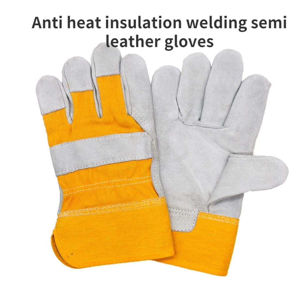 Los Guantes Semisoldados De Cuero Son Resistentes Al Calor, Aptos For Cocinar, Hornear, Chimenea, Animales, Barbacoa.