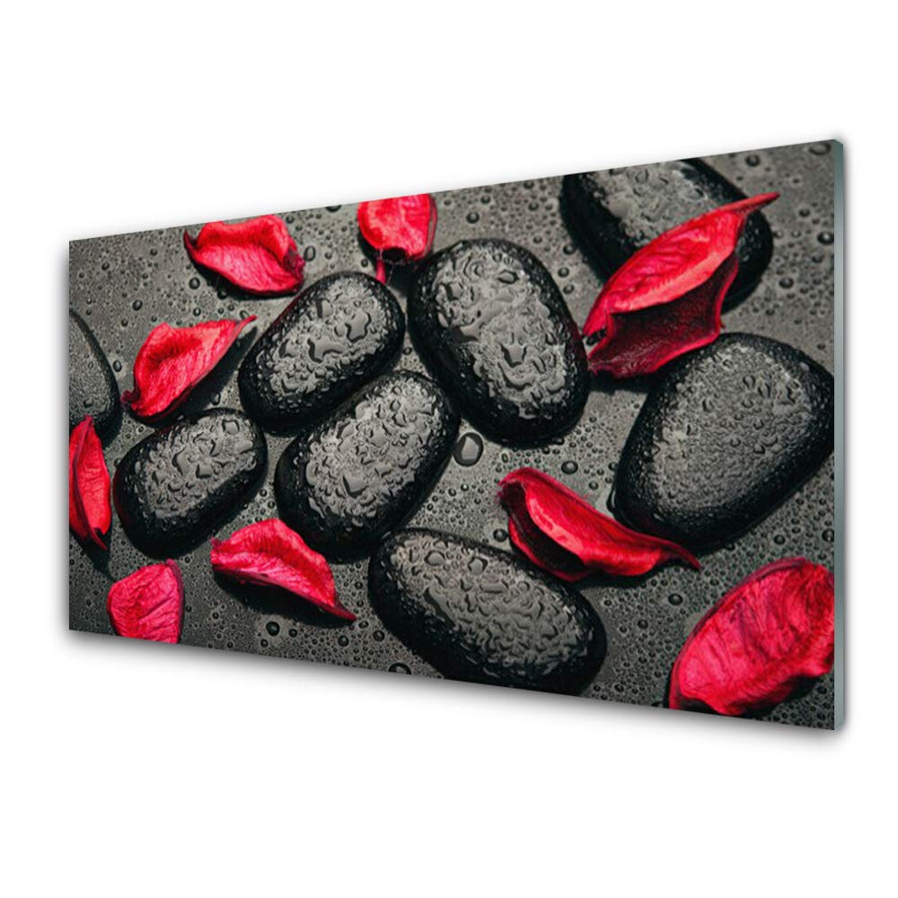 Tableau déco mural moderne Pétales Art Stones en verre trempé 100x50cm pour salon contemporain
