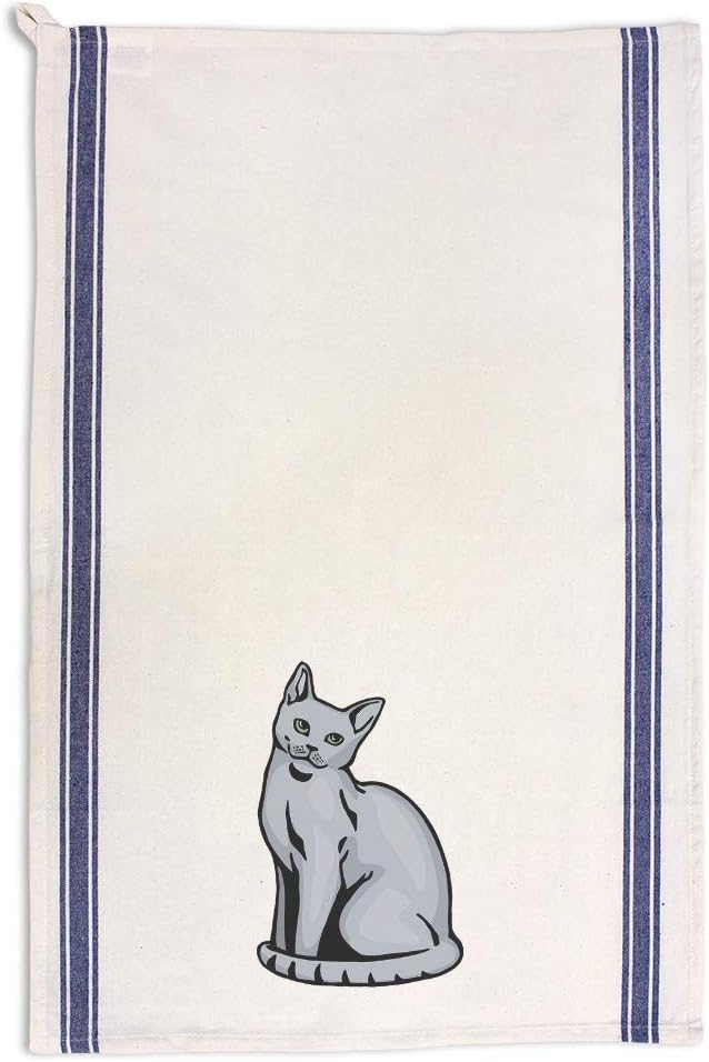 Custom Decor Kitchen Towels Russian Blue Cat A Pets Cats Cleaning Supplies Dish Towels Blue Stripe Design Only