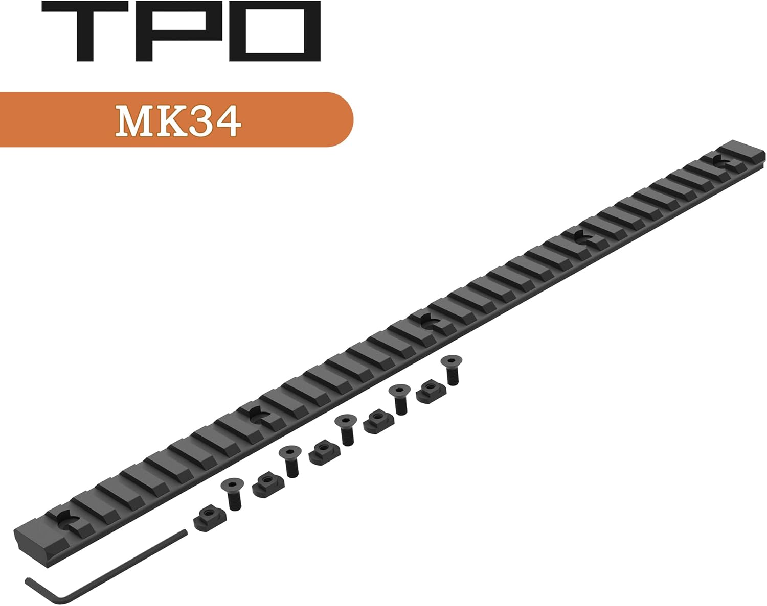 34-Slot Aluminum 14 Inch Long Mlok Picatinny Rail Mount, 5 T-Nuts & 5 Screws & Hex Wrench Included (MK34)