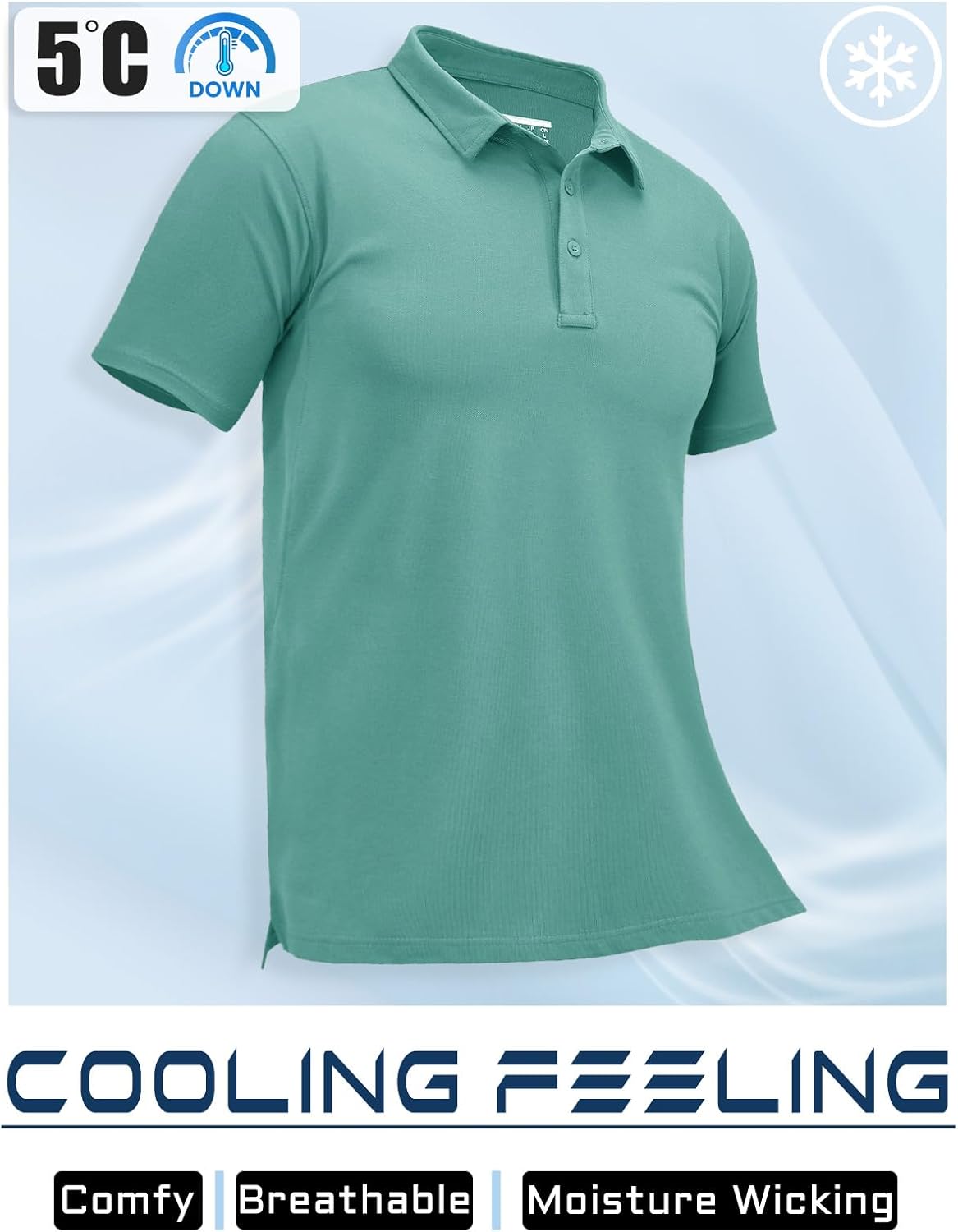 MAGCOMSEN Men's Polo Shirts Short Sleeve Cotton Pique Golf Shirt Casual Collared Shirt Lightweight Work Shirts with 3 Buttons - Image 4