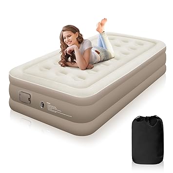FEAHRZEUG Single Airbed, Inflatable Mattress, 191x99x40cm, Brown, Waterproof, 200kg Capacity, Plush, Minimalist, Inflates in 3 Mins, Suitable for Home & Camping