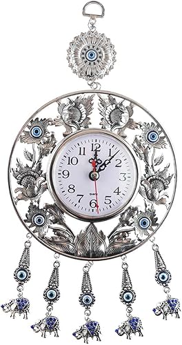 Reloj de pared colgante de ojo turco Nazar azul con amuleto de péndulo colgante de amuleto de la suerte, protección de bendición para decoración del