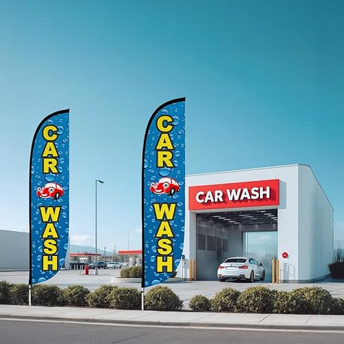 Miniatura 6 de LookOurWay Kit de asta de bandera de plumas, pancarta publicitaria de 12 pies de alto con kit de poste de fibra de vidrio y pico de tierra para