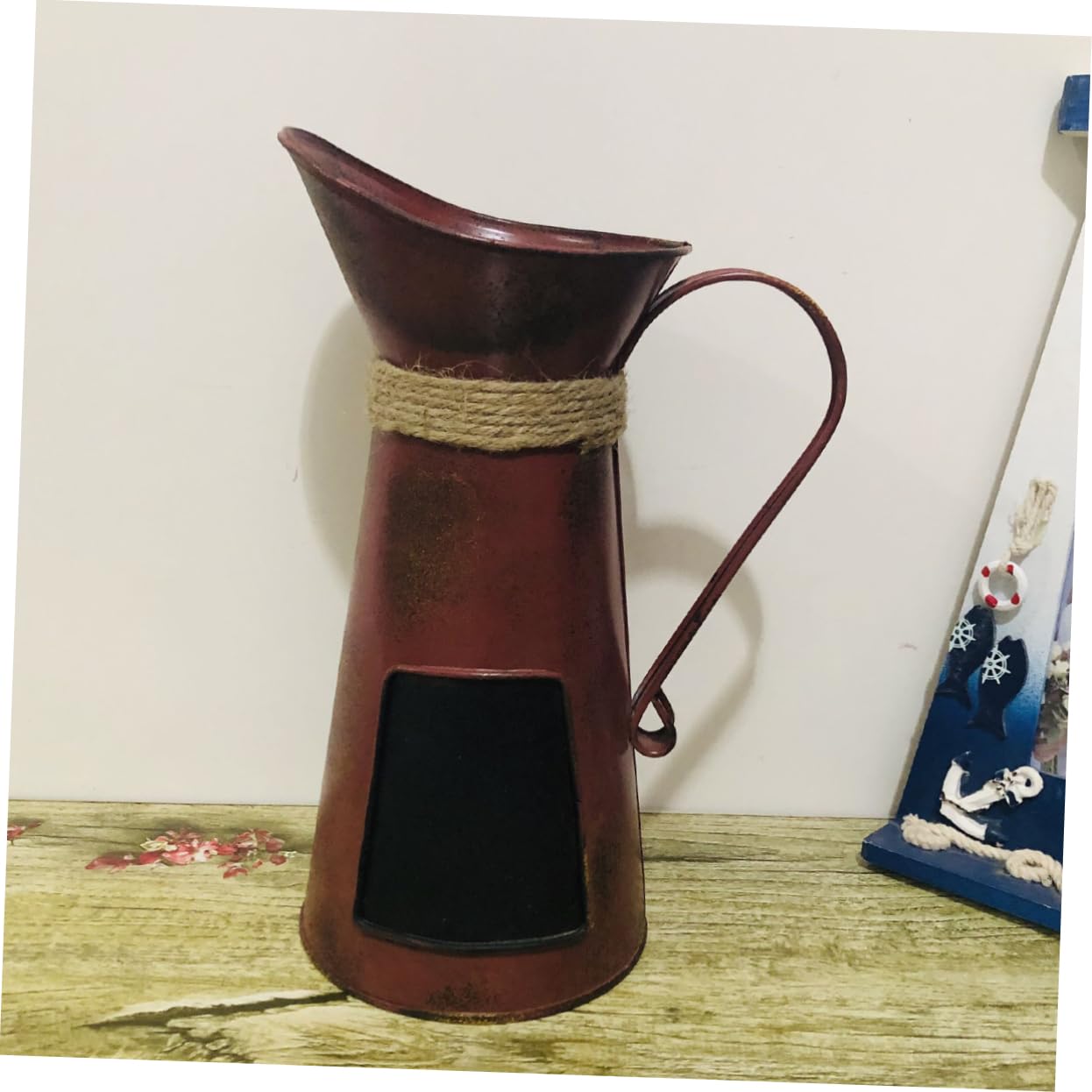 PRETYZOOM Quirky Home Decor Blackboard Coffee Pot Pitcher Decor Dried Flower Holder Desktop Ornament