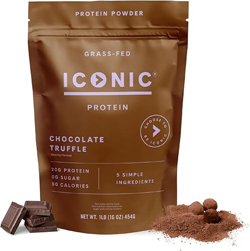 ICONIC Proteína en polvo, trufa de chocolate - Libre de azúcar, proteína baja en carbohidratos - Libre de lactosa, sin gluten, sin transgénicos -
