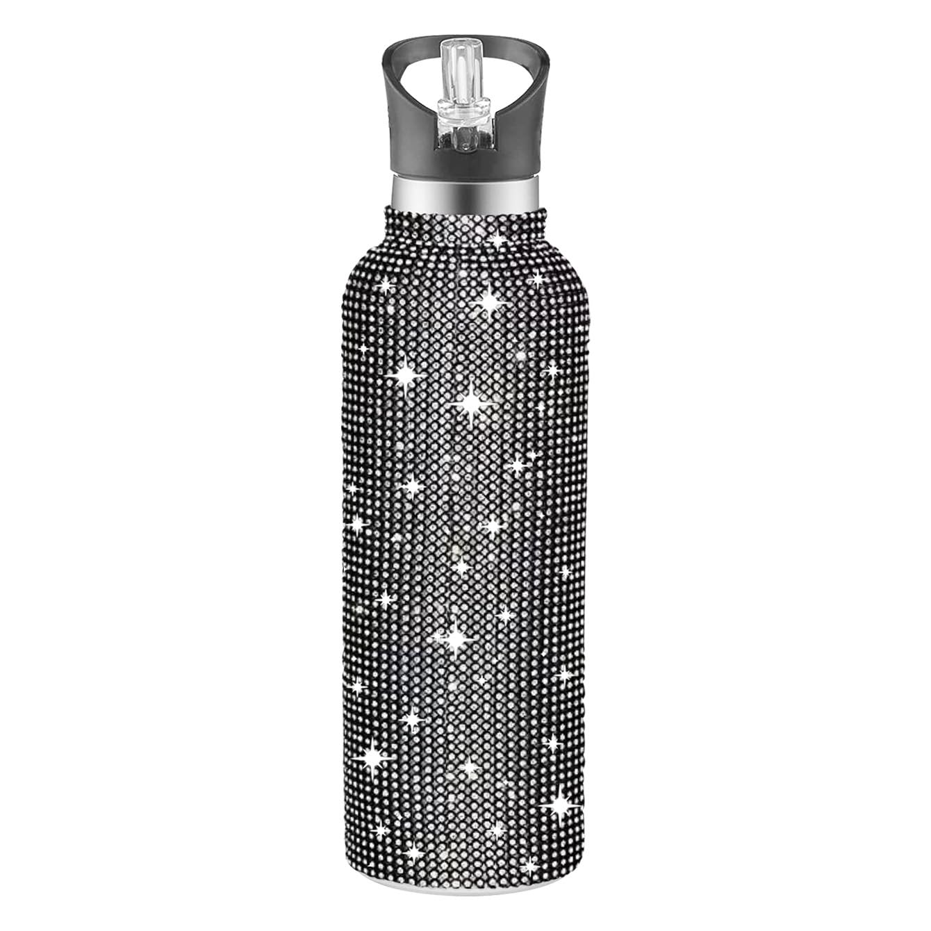 Daofaith 750ml / 25oz Diamond Water Bottle Bling Cup Glitter Water Bottle Rhinestone Dazzling Stainless Steel Insulated Bottle Sparkling Cup Tumbler