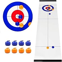 Tabletop Curling Game, Portable Team Board Games,Tabletop Curling Game for Kids, Adults & Family, Come with 16 Tabletop Curling Stones. Easy to Set Up, Play & Portable