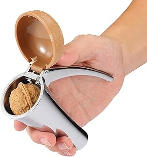Nut Cracker, Heavy Duty Nutcracker, Nutcracker Tool with Long Leverage & Spring Return and Brown Lid