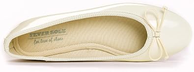 FEVERSOLE Women's Macaroon Colorful Memory Foam Cushion Insock Patent Ballet Flat