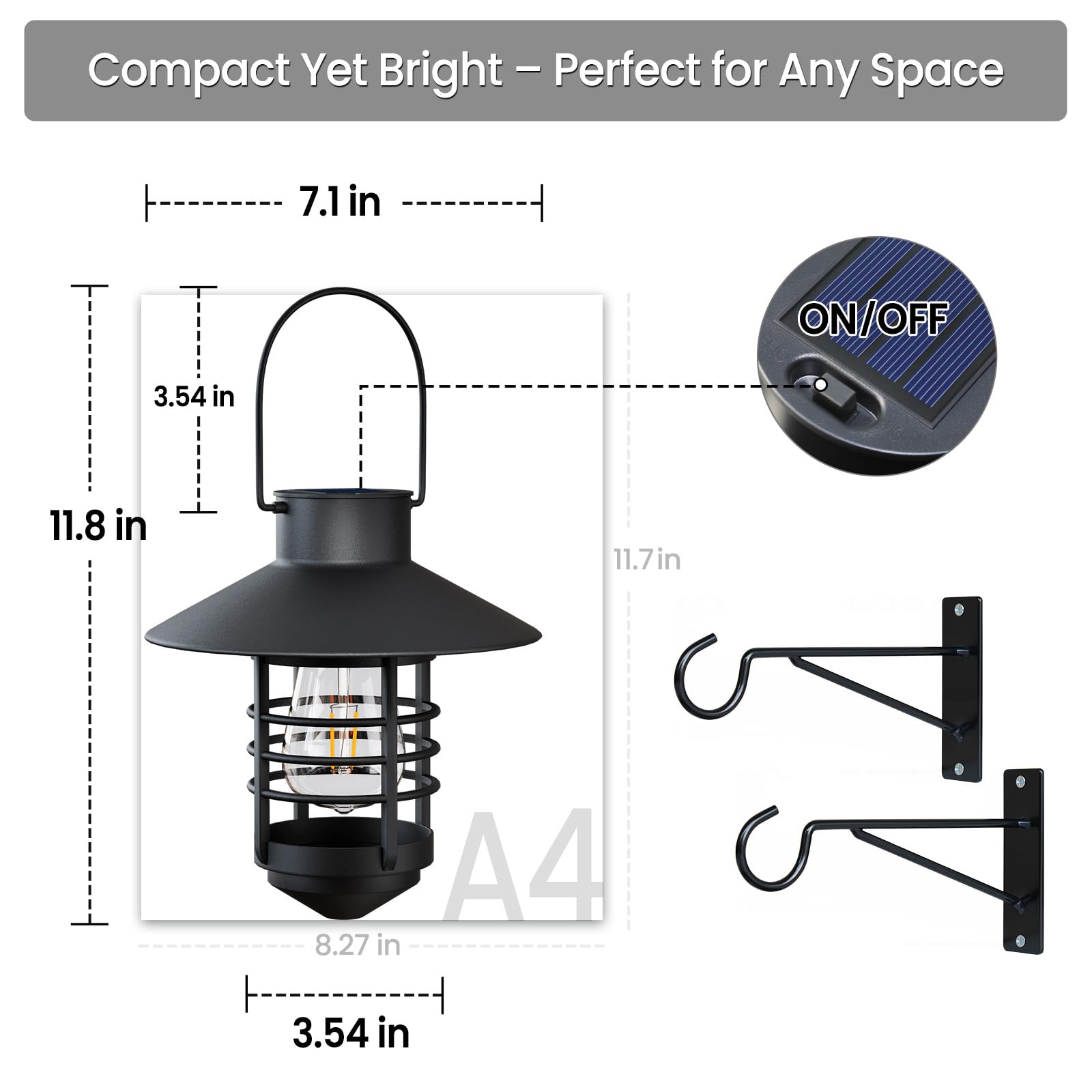 2 sztuki lampionów solarnych, wodoodporne, wiszące lampy LED na zewnątrz z mocowaniem ściennym, solarne dekoracyjne lampiony do dekoracji ogrodu, prezenty dla kobiet, mamy, babci, 2 szt