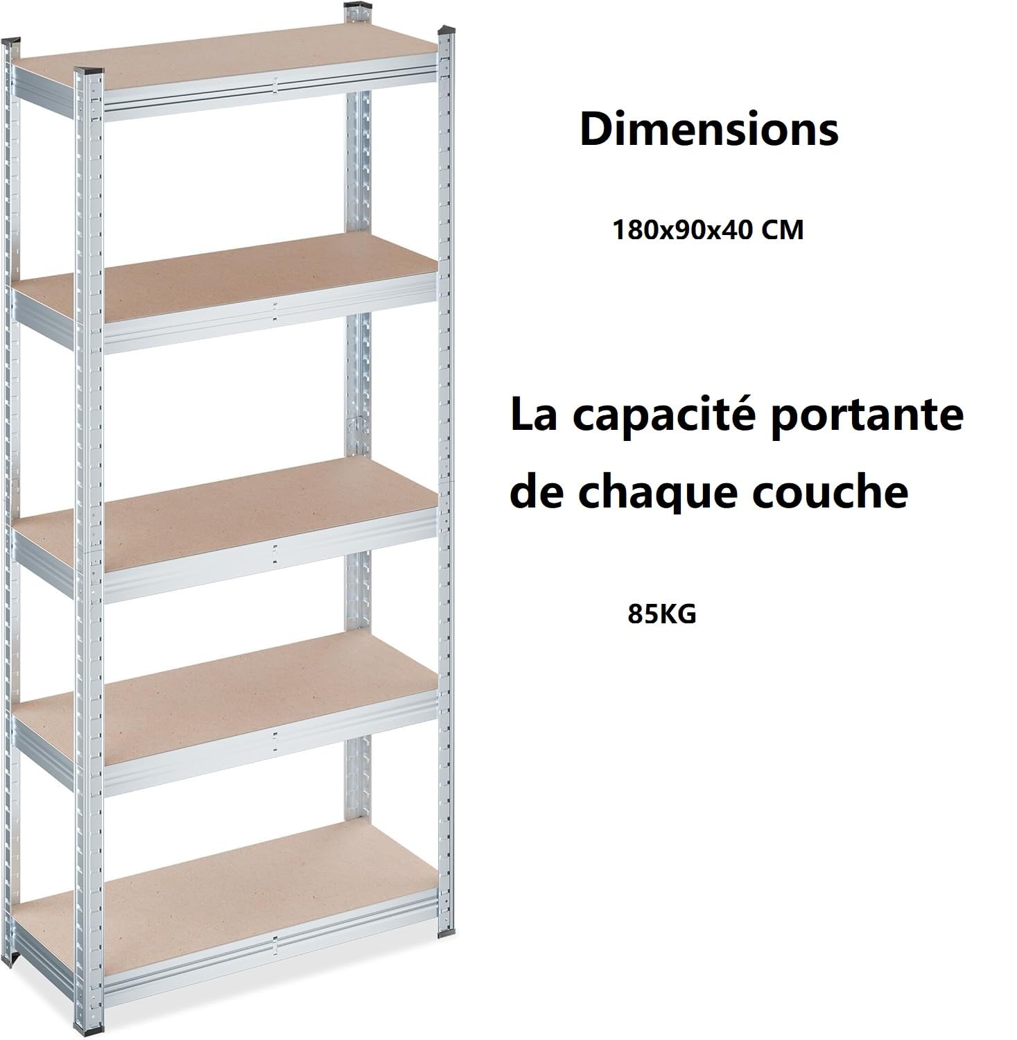 Lot 2 Étagères Verticales de Rangement 5 Niveaux,Structure Robuste,Planches Réglables,pour Cuisine,Salon,Bureau,Garage (2)