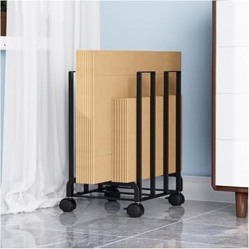 CommercialUse Wheeled Carton Storage Cart, Sturdy Metal Cardboard Box Stand for Supermarket Retail Logistics