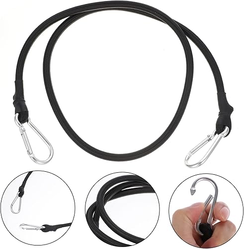 Miniatura 7 de Cuerda elástica para empaquetar 6 uds. Cuerdas elásticas con ganchos, cierres de cuerda elástica, bridas elásticas para equipaje negro, cuerda