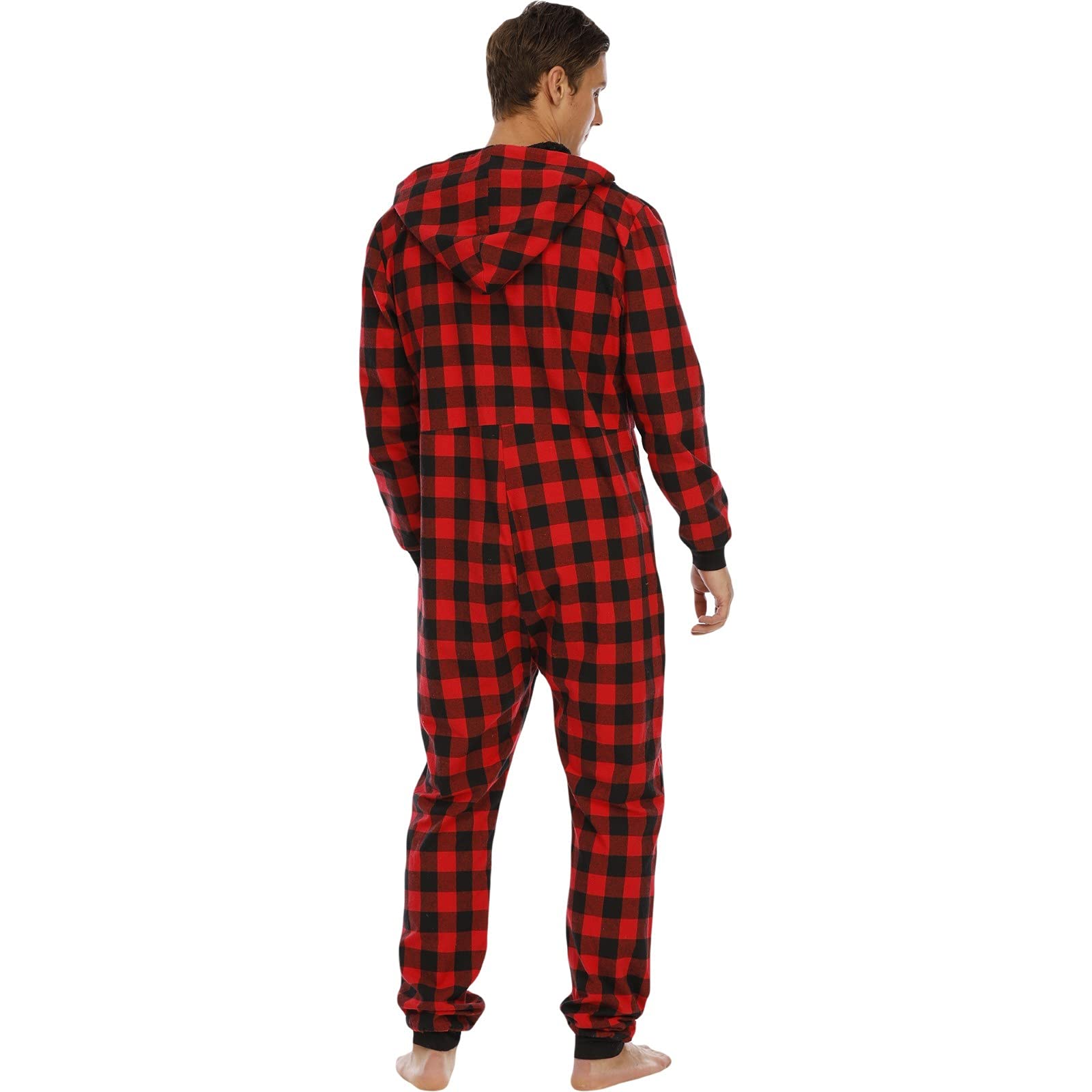 CMBSSTFC Kombinezon Męski przytulny polarowy strój rekreacyjny Męska ciepła zimowa piżama Onesie Kombinezon zakrywający całe ciało z długim rękawem Przytulne kombinezony Teddy Fleece Jednoczęściowy