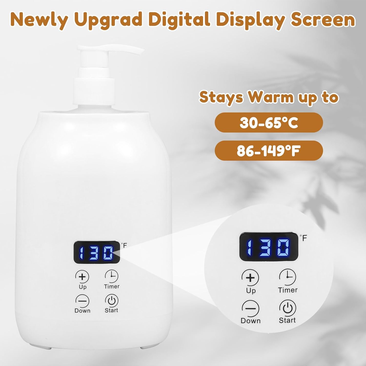 Massage Oil Warmer, Smart Touch Key Electric Lotion Heater with 2 Oil Bottle Dispenser, Temperature Adjustable Lotion Bottle Warmer, Bottle Cream Warmer for Home Spa (White, as Shown)