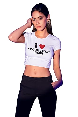 Miniatura 2 de Custom I Heart Shirt - Custom Crop Top - Custom Baby Tee - Gift For Her - Valentines Shirt - Retro - Graphic Stylish Outfit - Printed Shirt - Summer