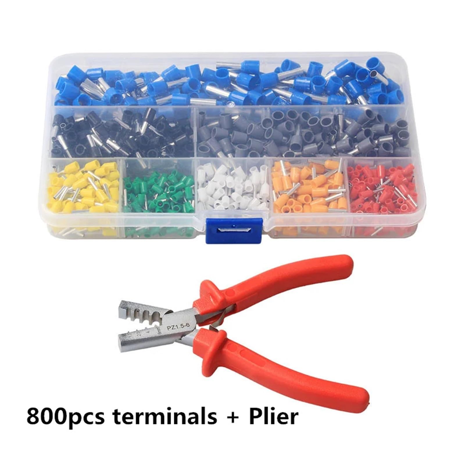 Kit di 800 terminali AWG 10-23, 1,5-6 mm², pinza crimpatrice per terminali di cavi, morsetti speciali per tubi, strumento manuale